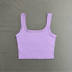 purple ribbed cropped tank